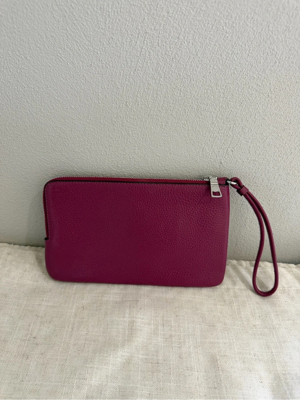 Coach Brown Signature Red Bow Print Zip Wallet Wristlet